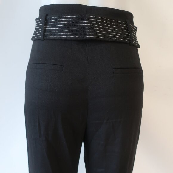 Womens Veronica Beard Sunny Button Tab Black Linen Blend Wide Leg Pants 8 - Picture 11 of 14